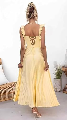 Eightale Satin Ruffle Bridesmaid Dress Pleated Tea Length A-Line Formal Evening Gown for Women3