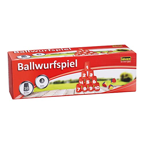 Idena 40416 - Ballwurfspiel mit 10 Bechern und 3 Bällen, ab 3 Jahren, für Geburtstagsfeiern, im Garten oder Park