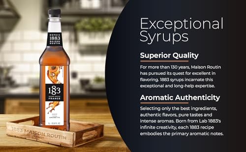 Image of 1883 Amaretto Syrup for Drinks, Made in France, 1 Liter Plastic Bottle
