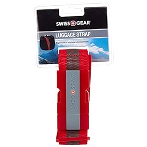 SwissGear Adjustable Luggage Strap with Snap-Lock Buckle – Fits Bags up to 72-Inches, One Size, Red