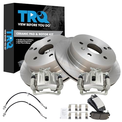Image of TRQ Rear Brake Pad & Rotor Kit Ceramic Compatible with 2010-2012 Chevrolet Equinox 2010-2011 GMC Terrain