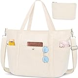WACCET Sac a Main Femme en Velours Côtelé, Sac Fourre Tout Femme avec Fermeture Éclair et Bandoulière Réglable Grande Capacité Sac Cabas pour Travail, Voyage, et Usage Quotidien