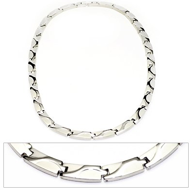 Accents Kingdom Men's Wave Pattern Titanium Magnetic Link Golf Necklace 20" #TOP2