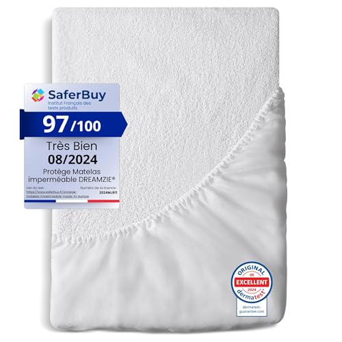 Dreamzie Mattress Protector 180 x 200 cm Waterproof Oeko-Tex Made in the EU Breathable Anti-Allergy and Anti-Mite Waterproof Mattress Topper