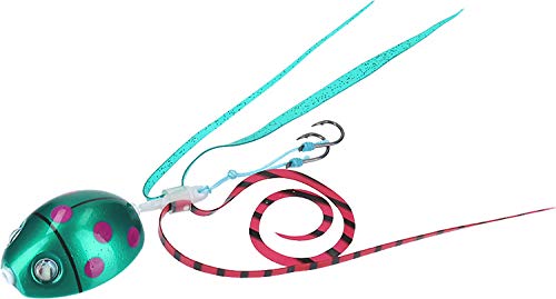 Daiwa Tairaba Red Fang Bay Rubber Free ? Nakai Lady Bug 2.1 oz (60 g), Dot Green Lure