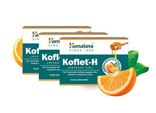Himalaya Herbals Koflet-H Lozenges Orange Flavor Fortified with Honey, Ginger and Essential Oils,...