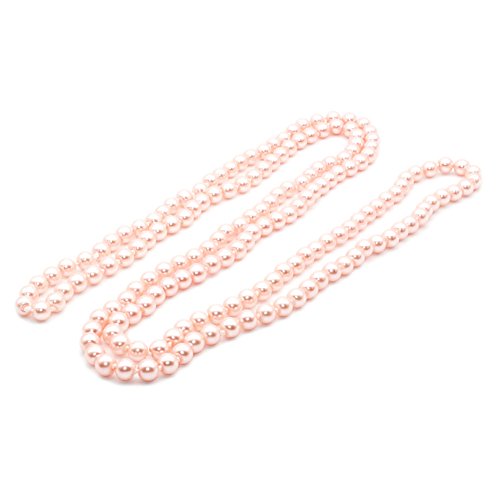 P-JSEA 57'' Length 8mm Simulated Glass Pearl Long Necklace Multi Layer Statement Necklace Women