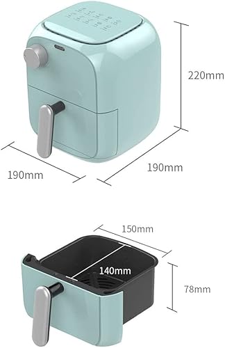 Air Fryer 2 QT Compact Oilless Small Oven Dishwasher-Safe Exclusive Recipes Tempered Glass Display Nonstick Basket Quiet Fit for 2-4 People - Image 2