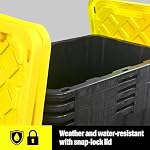 BLACK & YELLOW 27-Gallon Storage Bin with Snap-on Lid, Heavy Duty Plastic Storage Bins with Lid, Stackable, 1 Pack
