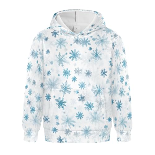 Kids Hoodies Sweaters Christmas Xmas Snowflake Hooded Sweatshirts with Big Pockets for Boys Girls B0400384