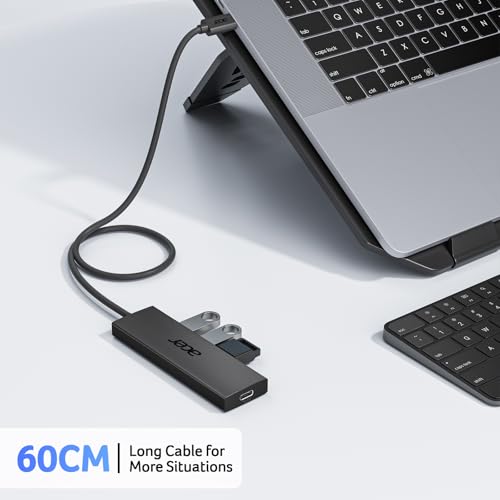 Image of Acer USB C Hub 4 Ports, Multiple USB 3.0 Hub, USBC Splitter for Laptop with TypeC Power Port, Extender for Type C Port Laptop, PC, Desktop and More (USB-C, 2ft)