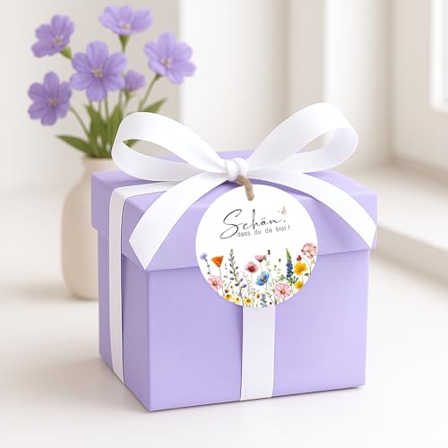 G2PLUS SCHÖN DASS DU DA BIST Geschenkanhänger: 5.5cm Round Etiketten Anhänger Tags mit 10m Schnur,für Hochzeiten und Geburtstage, 50stk