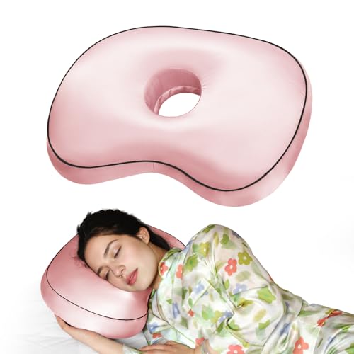 Nockovi Ear Piercing Pillow for Side Sleepers with Orthopedic Support, Ear Hole Pain Relief Removable Cover 12x19 Inch for Pierced Ears