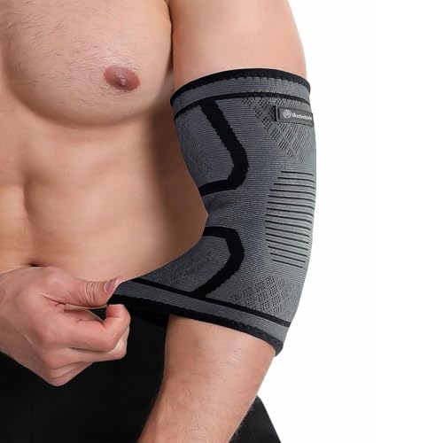 BODVITALS Elbow Compression Sleeve | Elbow Brace for Tendonitis and Tennis Elbow for Women | Arm Supports Golfer Elbow Support | Elbow Pain Relief for Women & Men | Tennis Elbow Brace (Large)