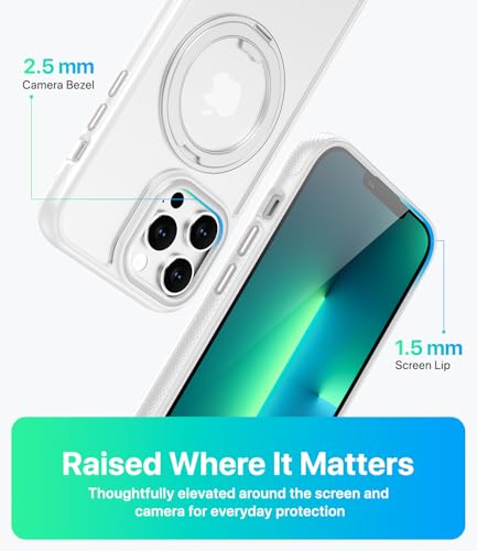Image of for iPhone 13 Pro Max Case, Compatible with MagSafe, Slim Shockproof Military-Grade Rugged Protective Case with Stand, Camera Control, Comfort Grip (B-White, iPhone 13 Pro Max)
