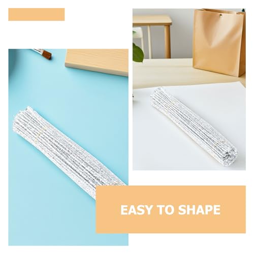 Limpiapipas con purpurina Healeved de 6mm y 12 pulgadas para manualidades navideñas de plata 5