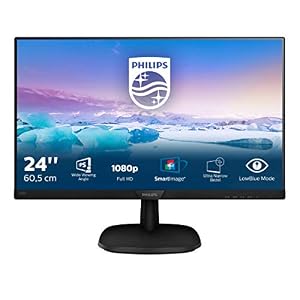 Philips 243V7QJABF Monitor 24″ LED IPS FHD, 4 ms, 3 Side Frameless, Low Blue, Flicker Free, HDMI, Display Port, VGA, Casse Integrate, Attacco VESA, Nero
