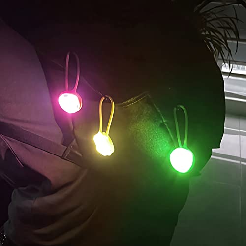 OneNine LED Blinklicht Schulranzen, 3 Stück LED Reflektoren Kinder, Reflektoren Kinder Blinklicht Leuchtanhänger Hund Sicherheitslicht für Rucksack Joggen Wandern (grün rosa gelb)