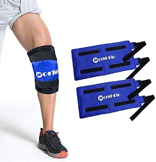 Ice Pack for Knee Extra Large, Hot Cold Gel Pack for Knee Replacement Surgery, Swelling, Sports Injuries, Pain Relief, Arthritis. Also for Thigh, Shin, Elbow, Arm (2*Ice Packs + 2*Soft Wraps)