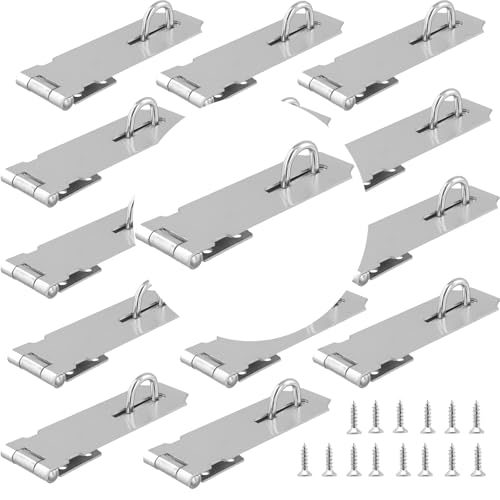 Image of 15 PCS 5 Inch Door Hasp Latch, Stainless Steel Padlock Hasp, Heavy Duty Security Hasp with 135 Pcs Screws, Door Locks Hasp Latch for Doors and Cabinets