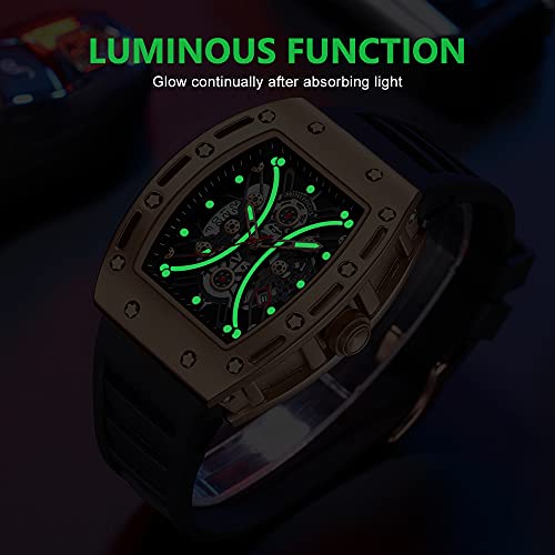 AIMES Watch Wristwatch for Men Fashion Casual Cool Big Dial Watch Luminous Waterproof Sport Analog Quartz Business Mens Watches Silicon Strap Dress Watch