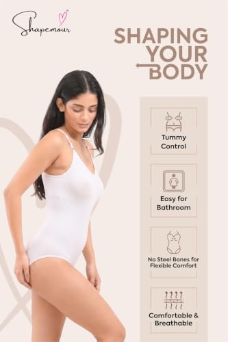 Image of SHAPEMOUR Thong Bodysuit for Women, Slimming Design Shapewear for Women, Tummy Control Body Shaper with Silicone Grip, No Steel Bones for All Day Comfort, Seamless Sculpting Bodyshaper