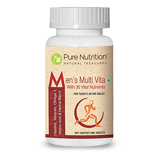 Pure Nutrition Men Multivitamin Fortified with 30 Bioactive Vital Nutrients with Ginseng Extracts, Omega 3 and Multimineral 960mg – 60 Tablets Pure Nutrition Men Multivitamin Fortified with 30 Bioactive Vital Nutrients with Ginseng Extracts, Omega 3 and Multimineral 960mg – 60 Tablets