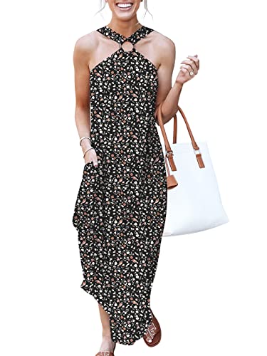 ANRABESS Women's Casual Loose Sundress Long Dress Sleeveless Split Maxi Dresses Summer Beach Dress with Pockets