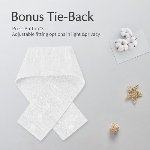 FMFUNCTEX Side Light Curtains White 72 Inch Linen Texture Semi Sheer French Door Panels for Glass Door Window - 24 Inches Long - 2 Panels by FMFUNCTEX - Image 5