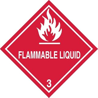 D.O.T. Hazard Class 3 Flammable Liquid 4" x 4" Labels Printed on Heavy Weight Gloss Stock with Permanent Adhesive, stocked and Sold in Rolls of 500