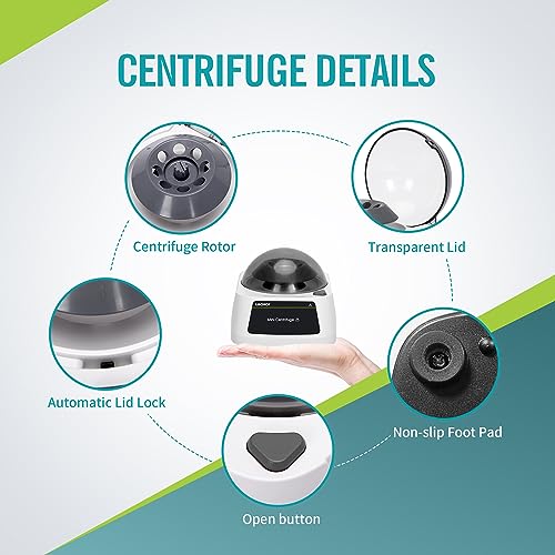 Lachoi Lab Mini Centrifuge Machine 10000Rpm,5600Xg Benchtop Microcentrifuge Scientific With 2 Rotors For 8X0.2/0.5/1.5/2Ml Tubes & 2X8X0.2 Pcr Strips #TOP1