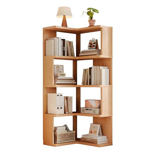 JSLXNDM Estantería de Madera de 5 Niveles estanteria Esquina Estantería de Madera de Gran Capacidad y Ahorro de Espacio Ideal para Salas de Estar dormitorios comedores y cocinas Acabado en Natura