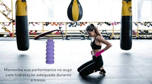 Garrafa Água Portátil Retrátil Silicone Dobrável Sanfonada Capacidade de 500 ml Esportiva Leve Reuti
