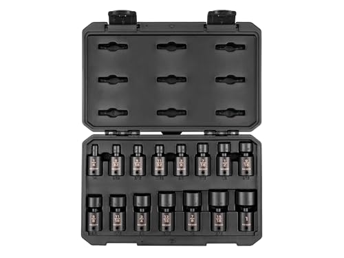 Image of TEKTON 3 /8 Inch Drive Universal Joint Impact Socket Set | SID97301 | 15-Piece, (1 /4 - 1 in.), Shallow, 6-Point