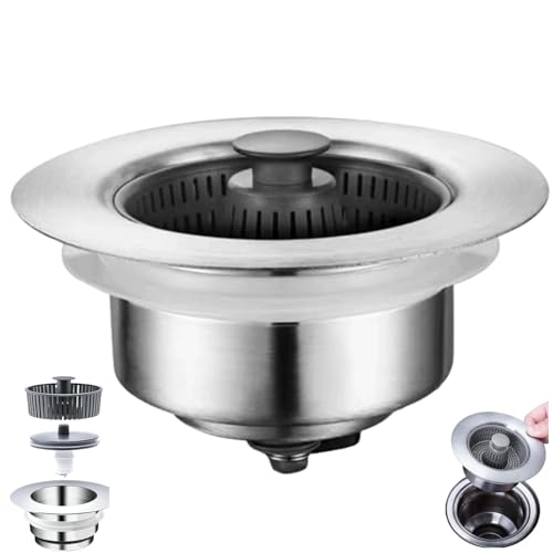 3 in 1 Kitchen Sink Drain Strainer & Plug Replacement,Anti-Clogging Sink Stopper Cover Filter,Universal Drain Strainer for Kitchen Sink Accessories,Sink Strainer,Sink Plug Replacement