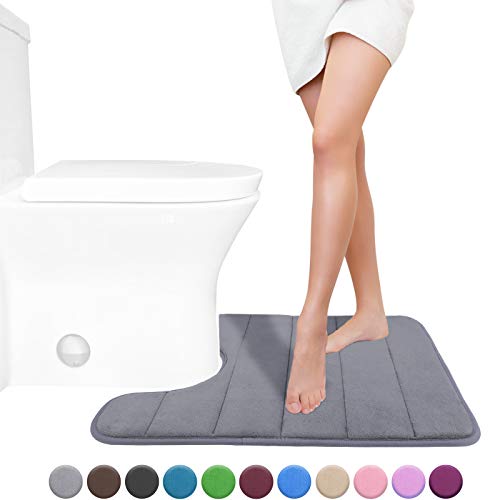 Yimobra Memory Foam Toilet Bath Mat U-Shaped, Soft and Comfortable, Super Water Absorption