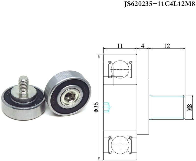1 piece outer diameter 35mm 6202RS bearing bolt roller with M8 thread JS620235-11C4L12M8 15x35x11 door and window metal guide wheel pulley