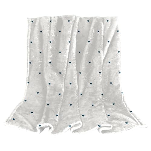 Couverture Polaire Coeurs Bleus Douce et Légère 150x100cm pour Lit