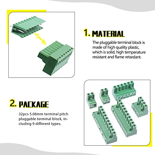 Bloques de terminales enchufables con tornillo para PCB, conexión estable de 2 a 9 pines 3