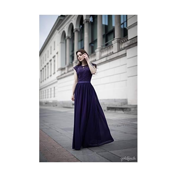 Miusol Women's Formal Floral Lace Evening Party Maxi Dress (Large, Navy Blue)