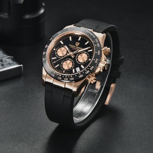 Pagani Design Herrenuhr VK63 Uhrwerk Daytona Chronograph Herren Hommage Quarz Uhr Keramik Lünette Edelstahl Sport Gummiband wasserdichte Taucheruhren Herren