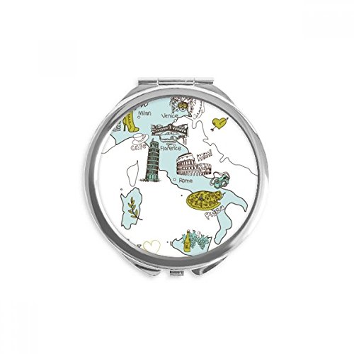 Miroir de poche à la main portable pour voyage motif italie multicolore en terrasse
