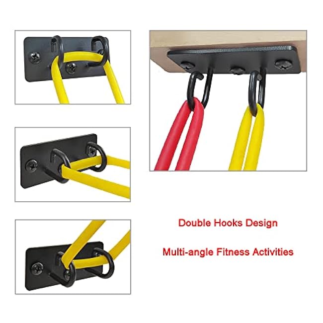 2Pcs Resistance Band Wall Anchors,Space Saving Workout Wall Mount Clip,Ceiling Mounted Hook Exercise Station for Body Weight Straps,Strength Training,Yoga,Home Gym,Physical Therapy