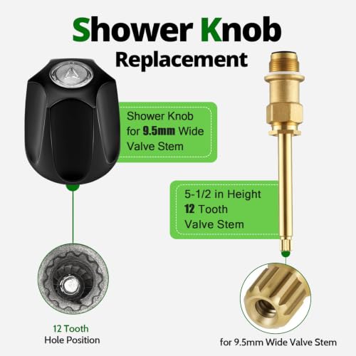 Juego de 3 piezas para ducha y bañera en negro mate - Perillas de ducha y pico para bañera para grifo Price/Pfister Verve de 3 manijas, compatible con rosca macho de 1/2", rosca hembra IPS de 3/4" y tubo de cobre de 1/2" miniatura 5