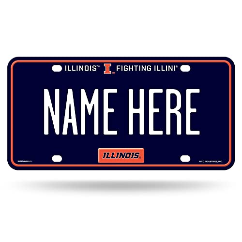 Rico Industries NCAA Illinois Fighting Illini Personalized Metal Auto Tag 8.5