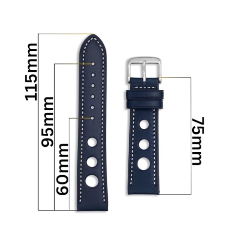 Correa de reloj de cuero premium Buckle & Stitch estilo Rally perforada de 22mm 7