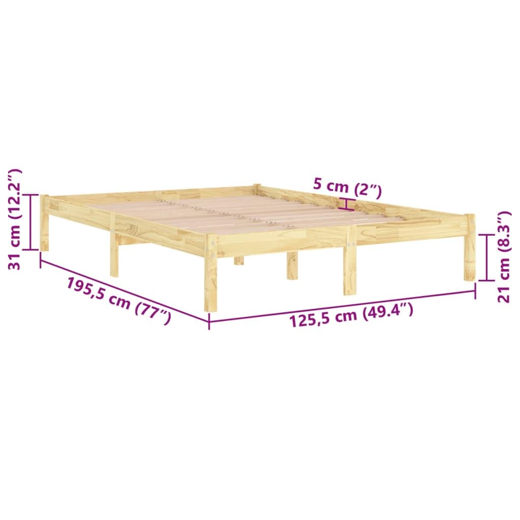 Solid Pine Wood Bed Frame 120x190 cm with Slatted Base | Designed for guest rooms or kids' bedrooms, this platform structure supports mattresses directly without a box spring.