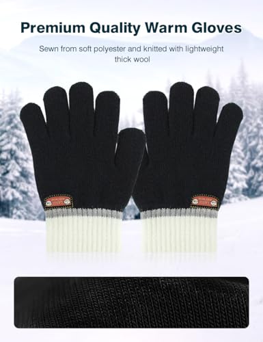 6 Pairs of Kids Gloves Knitted Wool Gloves Children Full Fingers Stretchy Warm Mittens for Boys Girls2