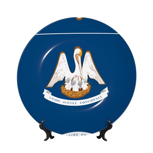 Platos decorativos de la bandera del estado de Luisiana de 10 pulgadas POEZJZW 2