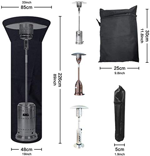 Schutzhülle für Heizpilz Abdeckung Abdeckhaube für Terrassenstrahler Wasserdicht Winddicht UV-Beständiges 210D-Oxford Gewebe (226 x 85 x 48 cm)